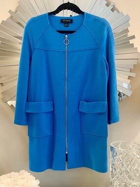 St. John Cobalt Blue Zip Front Jacket Size Medium